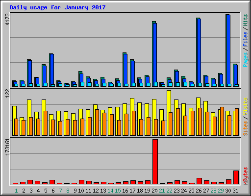 Daily usage for January 2017