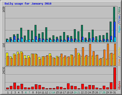 Daily usage for January 2018