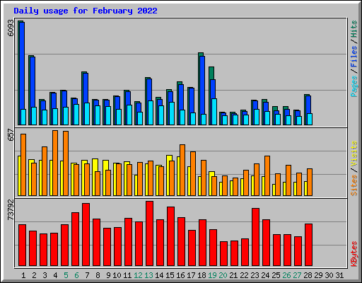 Daily usage for February 2022