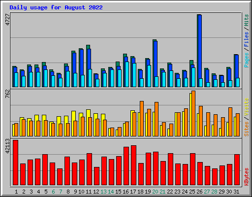 Daily usage for August 2022